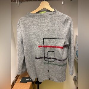 Trisha Tyler PL Gray Sweater with Abstract Design